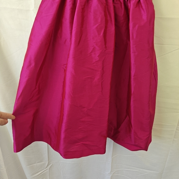 Alfred Sung Shirred Skirt Cocktail Mini Dress In Fushsia Pink Shimmer Size 8 - Picture 5 of 11